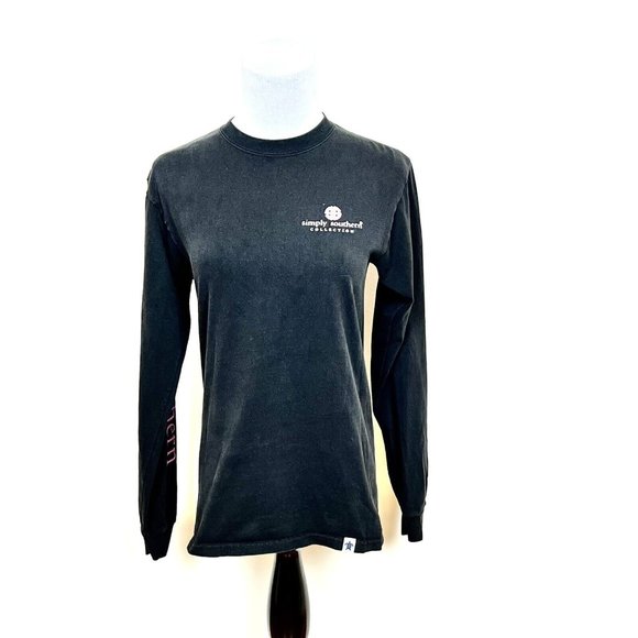 Simply Southern Womens T-Shirt Size Black Small Life is Better ..With My Dog L/S - Picture 1 of 9